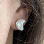 Organic Round Sterling Silver Stud Earrings, thumbnail 4 of 5