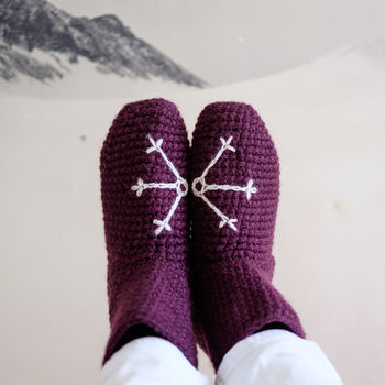 Snowflake Slipper Socks In Chunky Crochet, 4 of 12