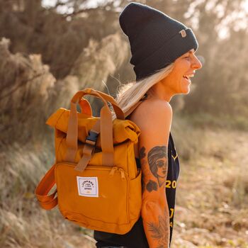'The Mini' Recycled Roll Top Backpack, 2 of 11