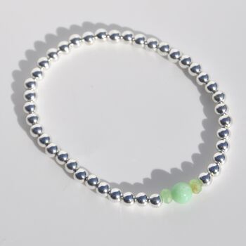 May Birthstone Chrysoprase Sterling Silver Bead Bracelet, 4 of 6