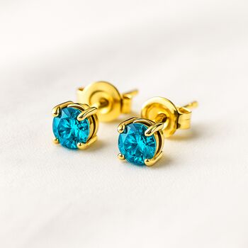 Gold Coloured Stud Earring Birthstone Bridesmaid Girlfriend Gift, 4 of 6
