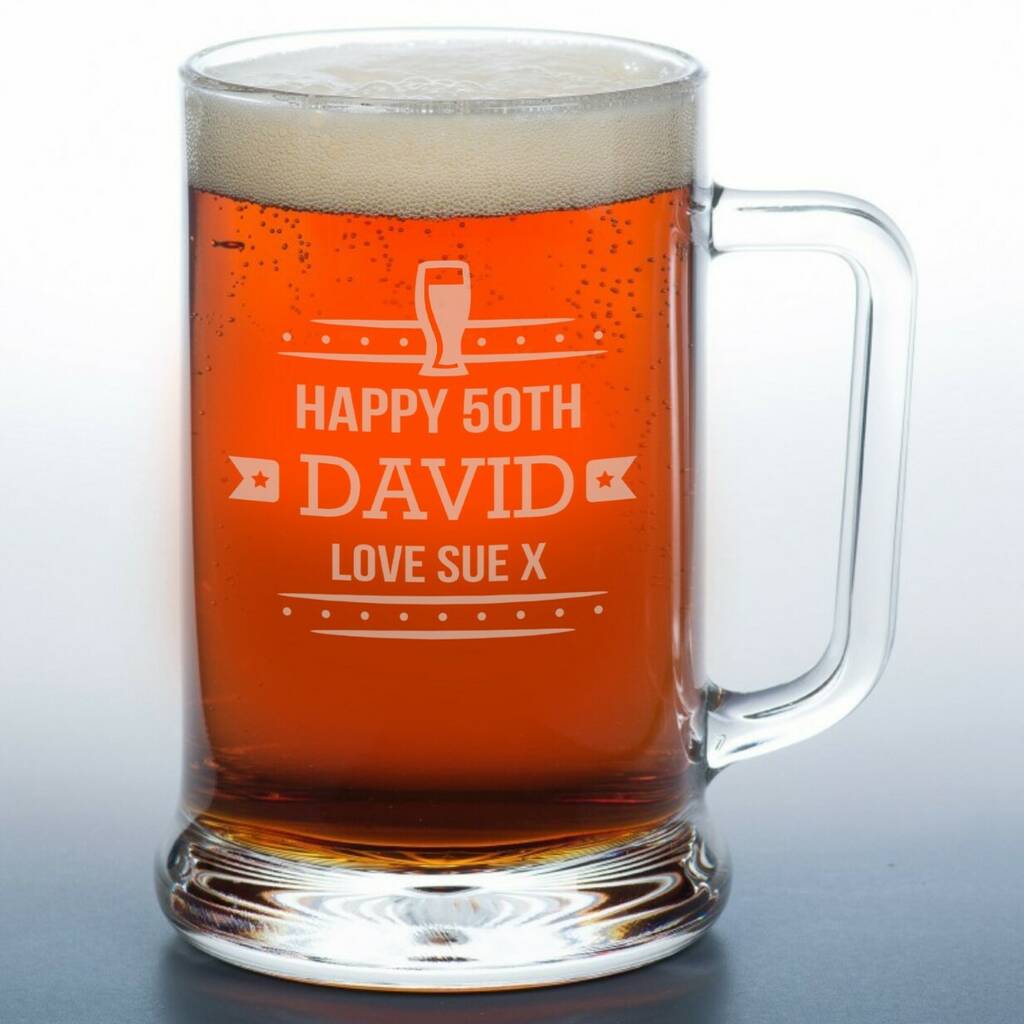 Personalised Engraved Glass Tankard By British and Bespoke