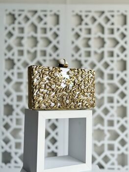 Melbourne Rectangle Brass And Mop Clutch, 6 of 10