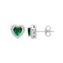 Cz Emerald Heart Sterling Silver Stud Earrings, thumbnail 1 of 3
