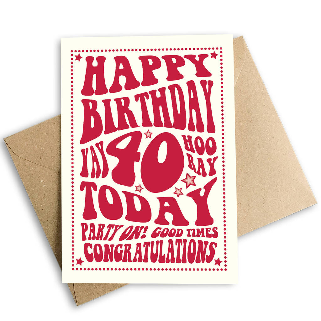 thumbnail image 2 of Happy 40th Birthday Yay 40 Today Card By Mimi & Mae 2 of 12