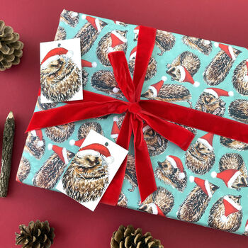 Hedgehog Christmas Wrapping Paper, 6 of 12