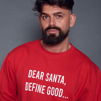 Men's Dear Santa Define Good Christmas Jumper, 2 of 6