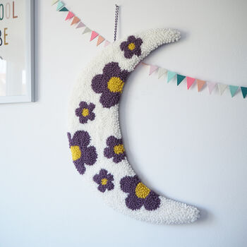 Moon Wall Hanging With Daisy Print, 2 of 3