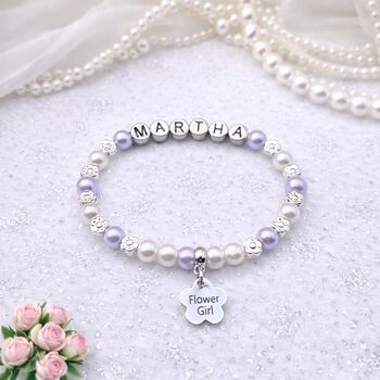 Personalised Flowergirl Bracelet, Bridesmaid Charm Bracelet, 2 of 12