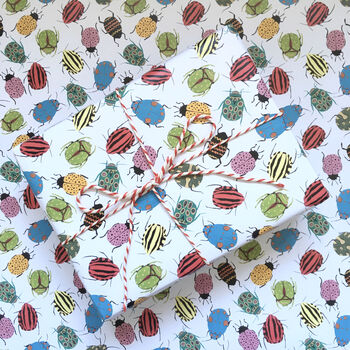 Bugs Wrapping Paper, Insect Beetle Gift Wrap, 4 of 5
