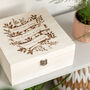 Engraved Botanical Wedding Keepsake Wooden Box, thumbnail 2 of 3