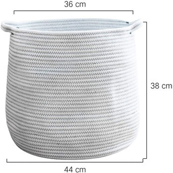 Large Laundry Cotton Rope Belly Basket White Grey, 3 of 4