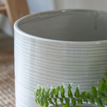 Pale Grey Ribbed Ceramic Plant Pot, 4 of 4