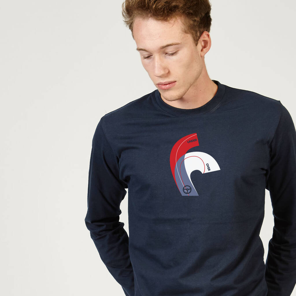 Over And Out Navy Long Sleeve Car T Shirt By T-lab