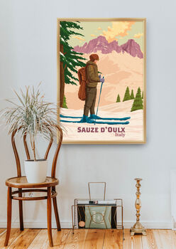 Sauze D'oulx Ski Resort Italy Travel Poster Art Print, 5 of 8