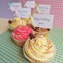 Set Of 10 Personalised Birthday Rainbow Cupcake Toppers, thumbnail 3 of 5