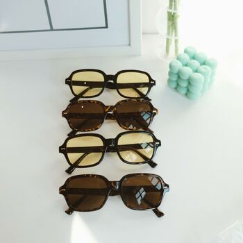 Haye Retro Square 70s Style Tinted Lens Sunglasses, 3 of 4