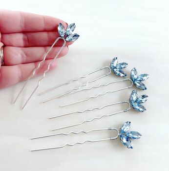 Pale Blue Crystal Hair Pins, 2 of 2