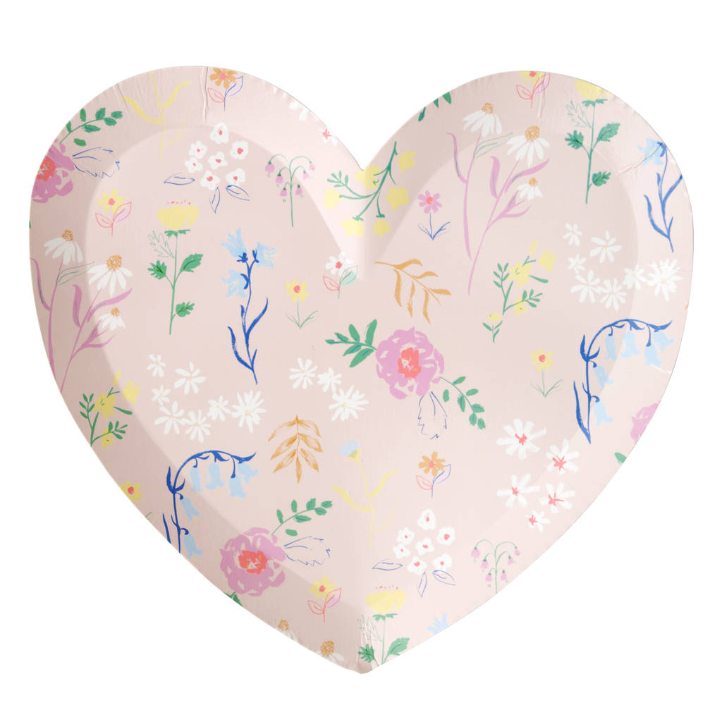 Floral Heart Paper Party Plates By Peach Blossom
