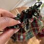 Checked Green Drawstring Gift Pouch Bag, thumbnail 4 of 7