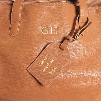 Personalised Initials Vegan Leather Weekend Holdall Bag, 4 of 7