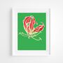Flame Lily Print On Green, thumbnail 1 of 6