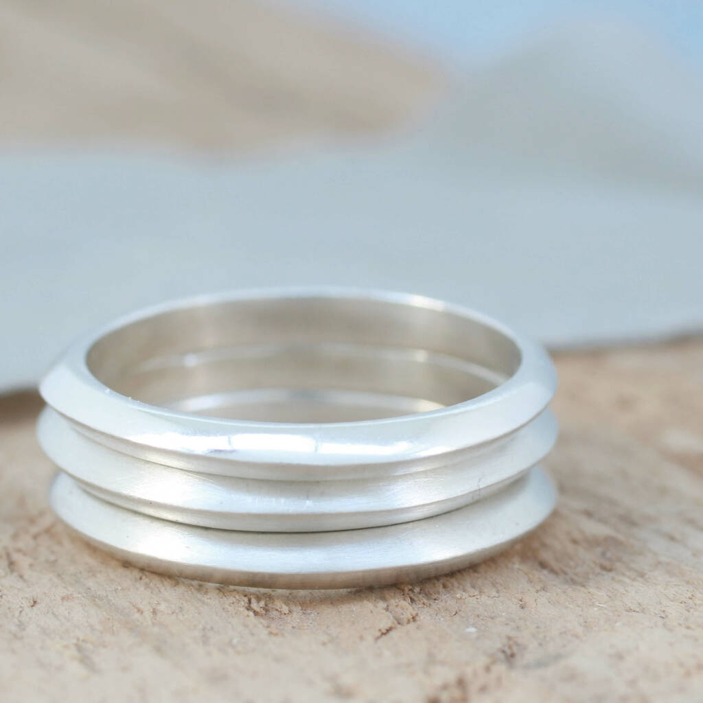 Thin Band Ring. Sterling Silver Stackable Carved Ring By Louy Magroos