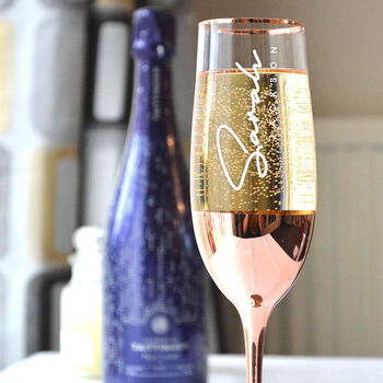 Elegant Rose Gold Personalised Champagne Flute, 4 of 11