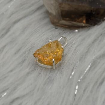 Raw Citrine Pendant On Sterling Silver Chain Neckace, 6 of 8