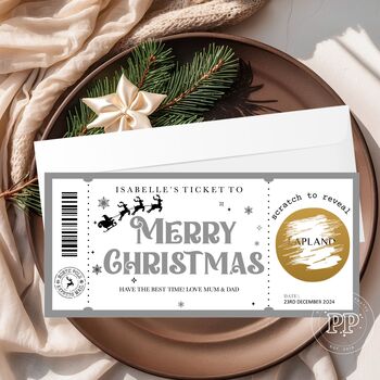 Personalised Christmas Ticket, Lapland Holiday Reveal Card, 4 of 5