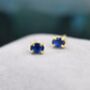 Sapphire Blue Oval Cz Stud Earrings Sterling Silver, thumbnail 3 of 12