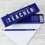 Personalised ‘Best Teacher Ever’ Pencil Box With 12 Blue Hb Pencils – Teacher Gift, thumbnail 1 of 3