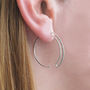 Geometric Sterling Silver Round Wire Hoop Earrings, thumbnail 4 of 6