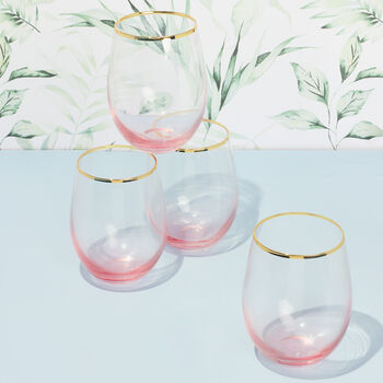 G Decor Set Of Four Lazaro Pink Ombre Tumbler Glasses, 2 of 5
