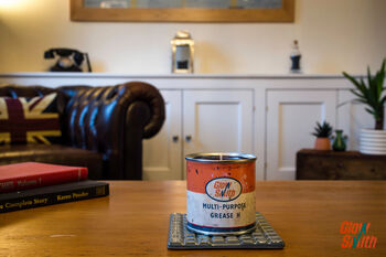 Vintage Grease Tin – Candle For Men | Mechanic Gifts | Man Cave Decor | Classic Car Guy Gift | Car Gifts | Wild Pomegranate, 6 of 7