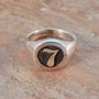 Personalised Number Round Silver Signet Ring, thumbnail 2 of 4