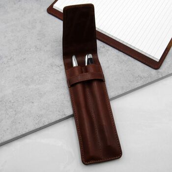 Personalised Leather Double Pen Holder, 3 of 7