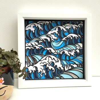 Framed Hand Made Paper Cut Wave Art, 8 of 9