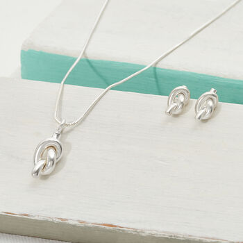 Sterling Silver Knot Stud Earring, 3 of 4