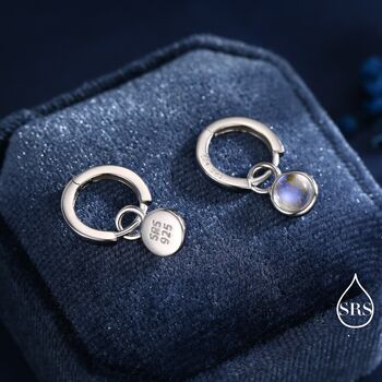 Dangle Moonstone Huggie Hoop In Sterling Silver, 4 of 11