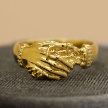 Skeleton Hand Shake Ring With Diamond Cuffs, 2 of 6