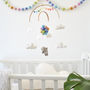 Bunny Flying With Rainbow Balloons Nursery Mobile, thumbnail 4 of 11