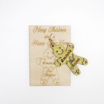 Personalised Gingerbread Man Christmas Bauble Card, 4 of 8
