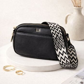 Personalised Lola Embossed Faux Leather Chevron Cross Body Bag, 3 of 5
