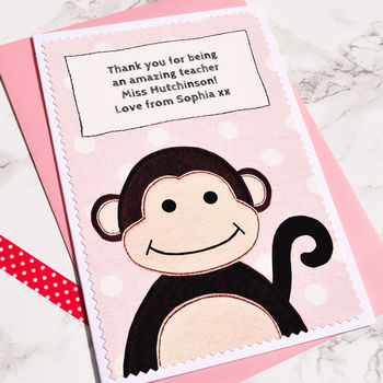 'Little Monkey' Thank You Teacher Card, 3 of 5