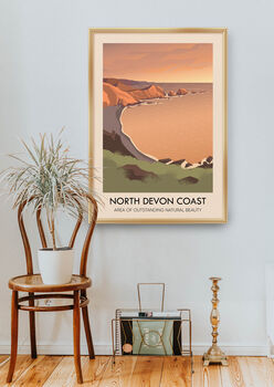 North Devon Coast Aonb Travel Poster Art Print, 5 of 8