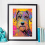 Colourful Schnauzer Dog Portrait Illustration Art Print, thumbnail 2 of 3