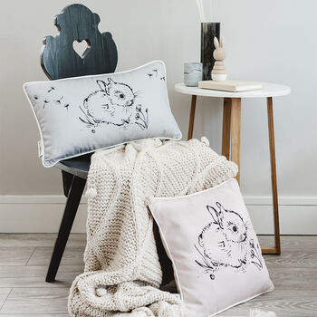 Little Bunny Cushion In Soft Grey, 4 of 4