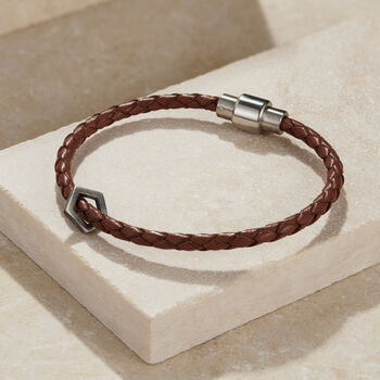 Men's Personalised Fine Leather Geometric Bracelet, 2 of 5