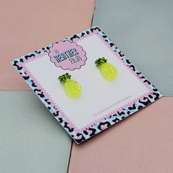 Pineapple Glitter Stud Earrings, 2 of 5